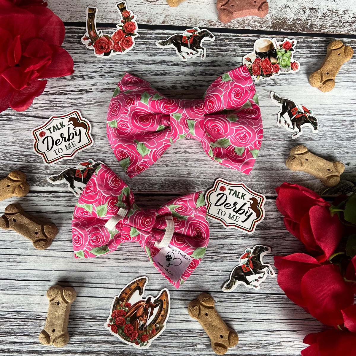 Roses Dog Bandana: Scrunchie Bandana, Sailor and Bow Tie