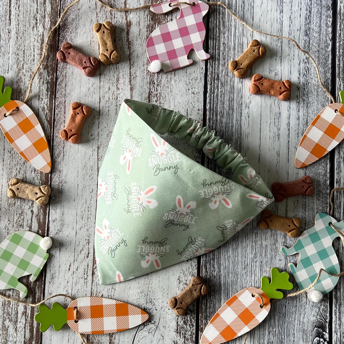 Easter Snuggle Bunny Mint Green Pastel Dog Bandana Over the Collar Scrunchie Bandana
