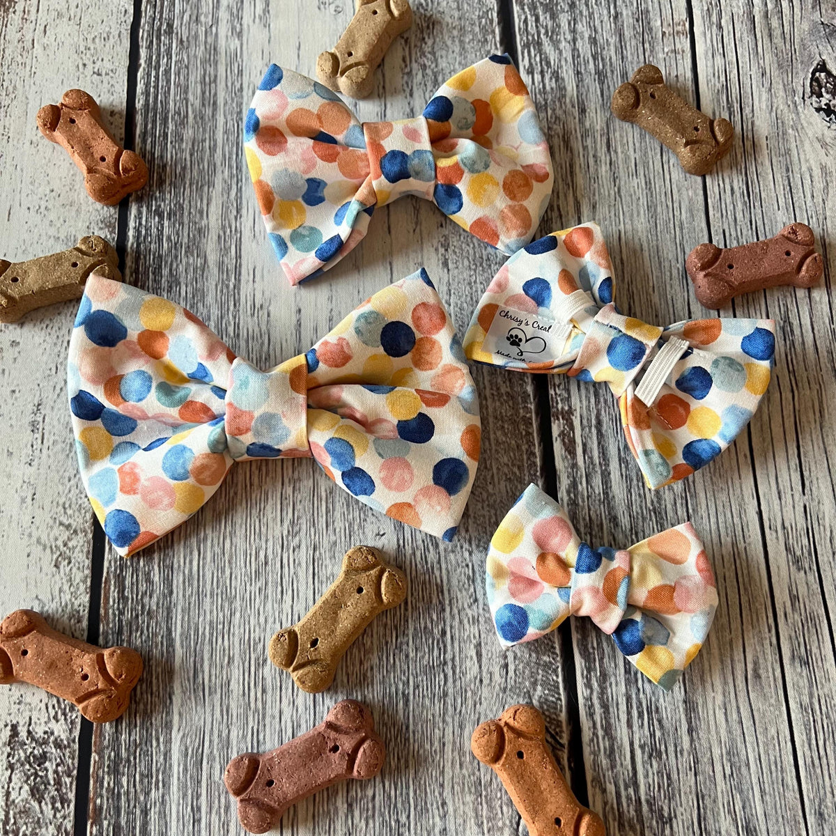 Birthday Confetti Dog Bandana: Over the Collar, Bow Tie & Scrunchie