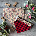 Christmas Sock Monkey Buffalo Check Dog Bandana: Scrunchie, Reversible