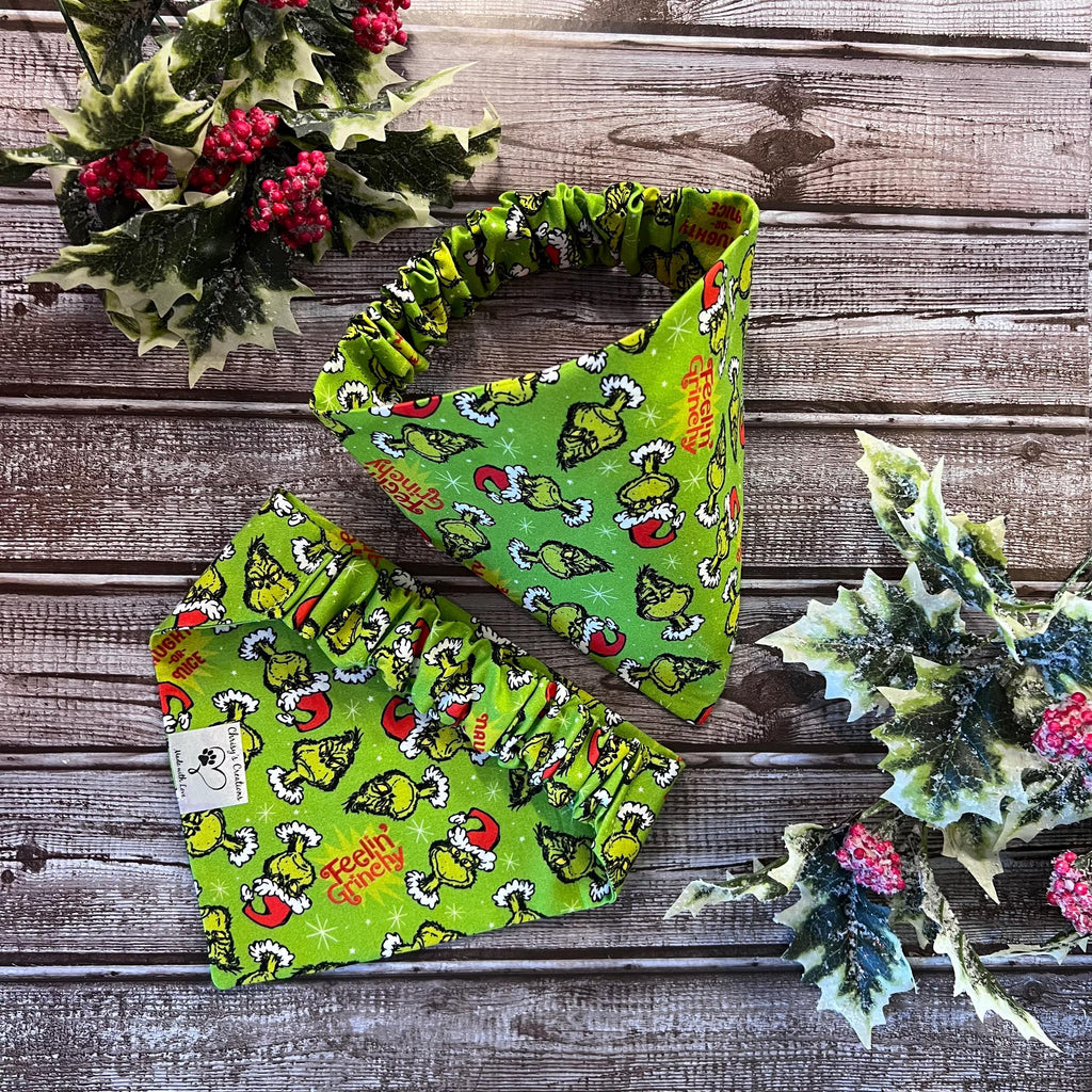 Christmas The Grinch Dog Bandana: Scrunchie,  Feelin' Grinchy, Green, Holiday