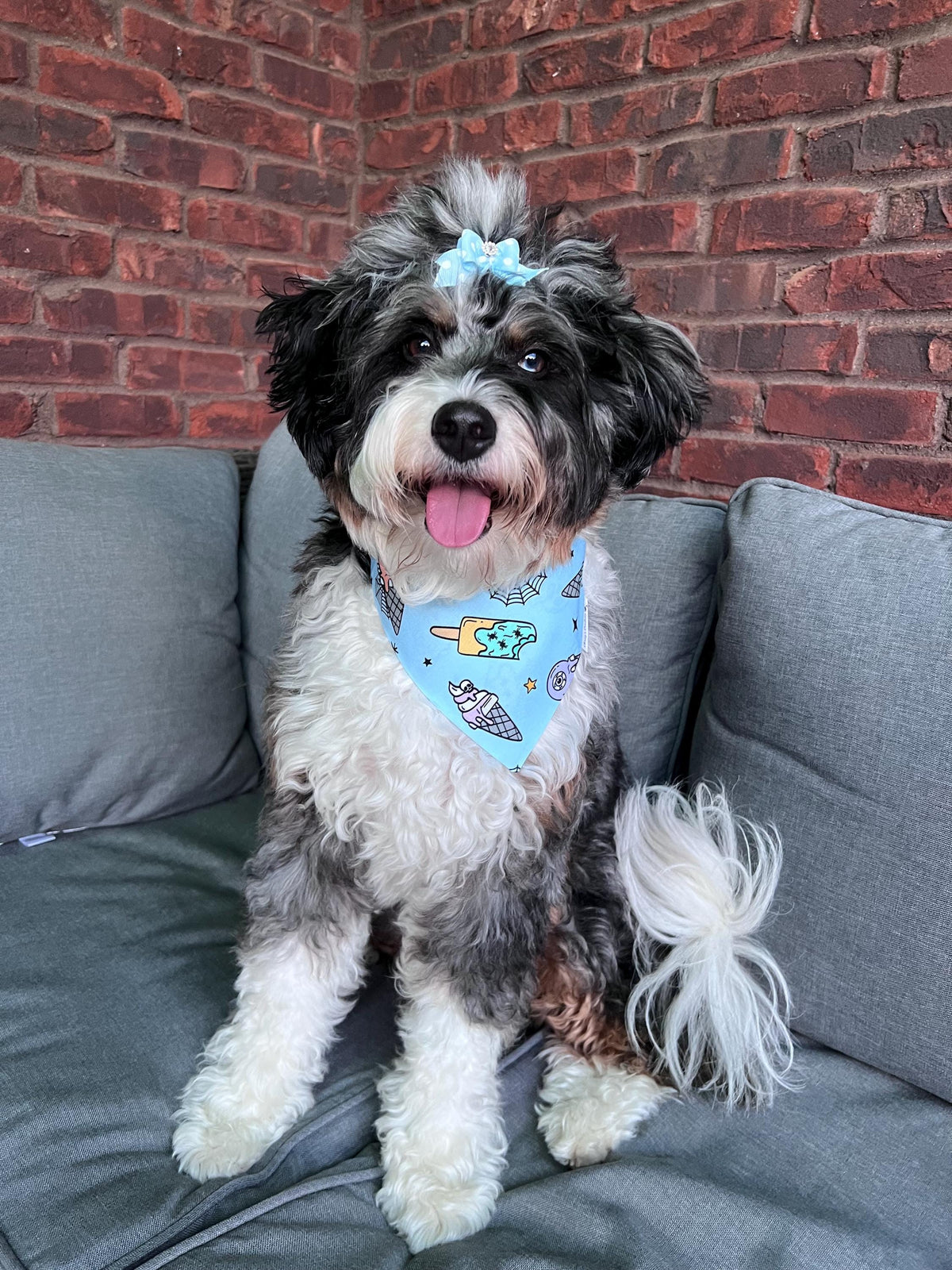Summerween Dog Bandana: Scrunchie Scary Ice Cream Ghost Face Summer Halloween