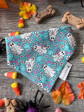 Halloween We Wear Pink Ribbons Ghosts Dog Bandana: Scrunchie, Teal, Cancer Awareness