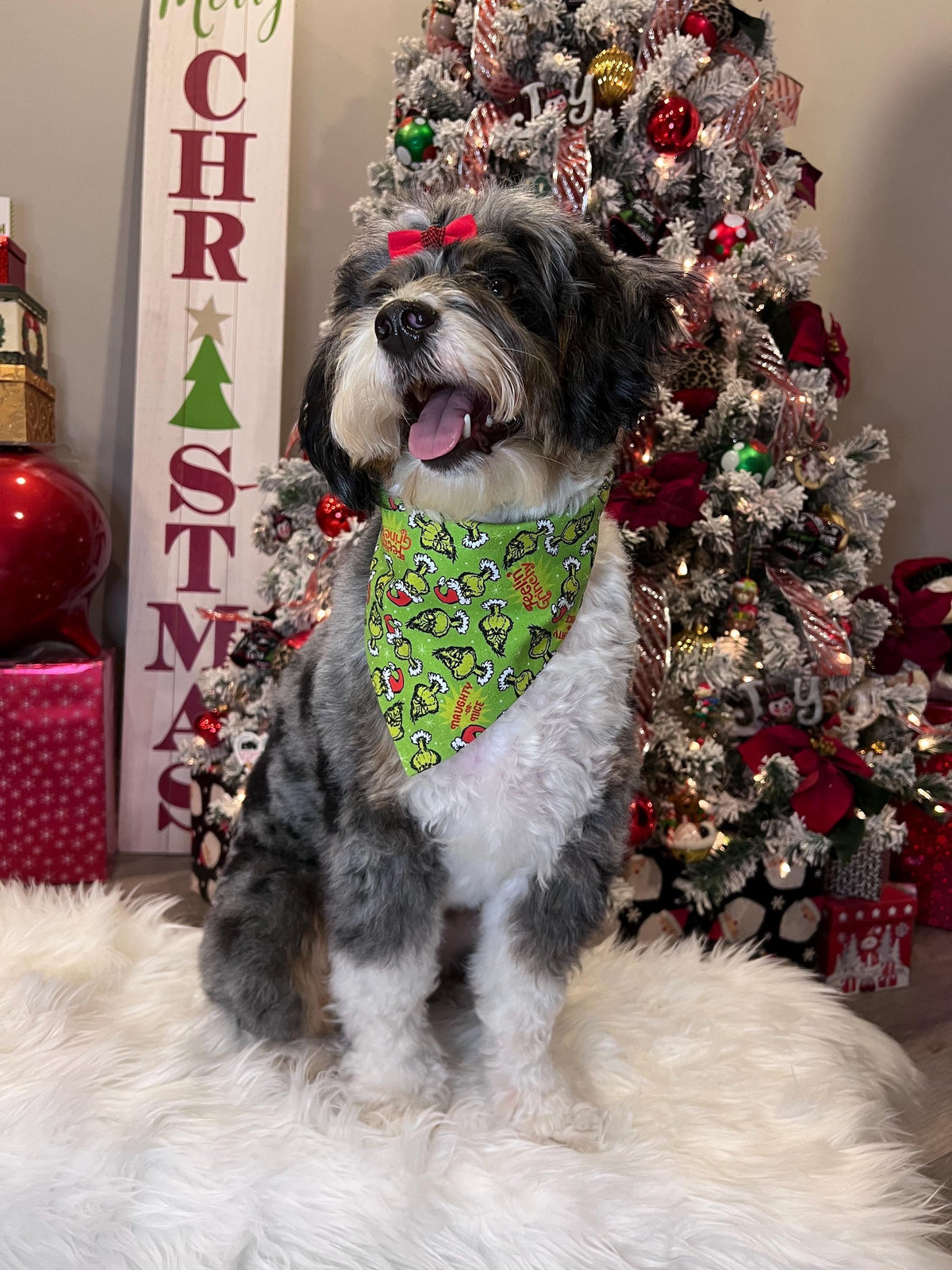 Christmas The Grinch Dog Bandana: Scrunchie,  Feelin' Grinchy, Green, Holiday