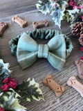 Christmas Green Plaid Dog Bandana or Bow Tie; Scrunchie, Flannel, Holiday