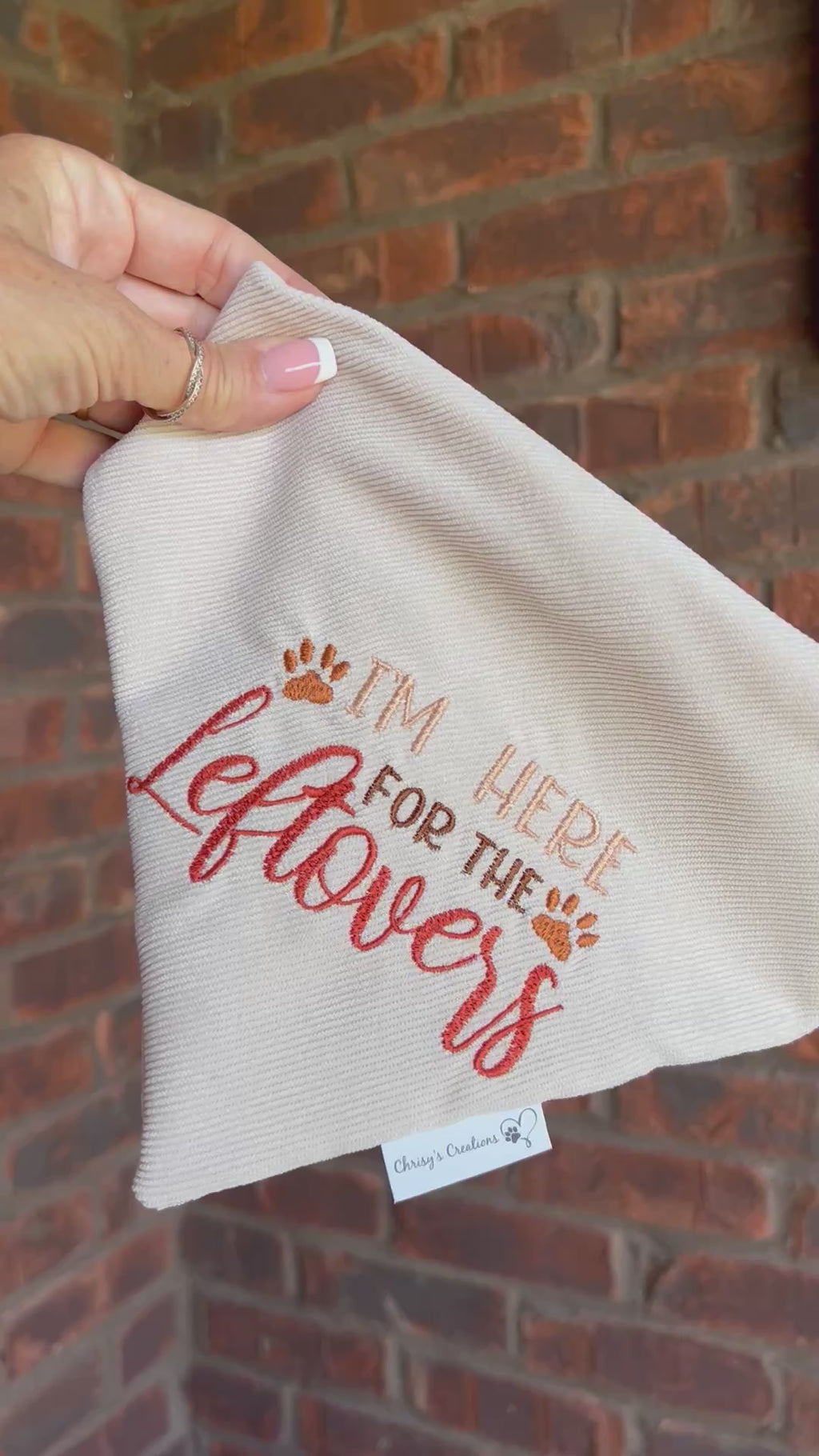 Thanksgiving I'm here for the Leftovers Dog Bandana: Scrunchie, Corduroy, Embroidery,