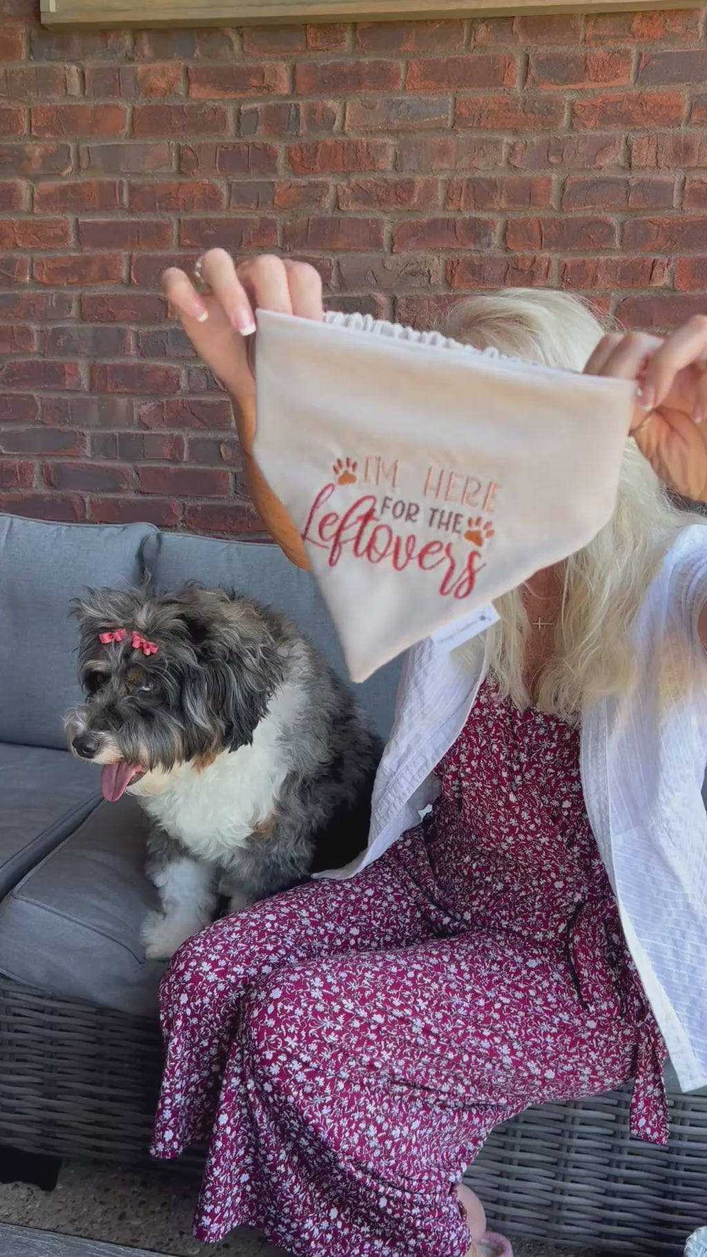 Thanksgiving I'm here for the Leftovers Dog Bandana: Scrunchie, Corduroy, Embroidery,