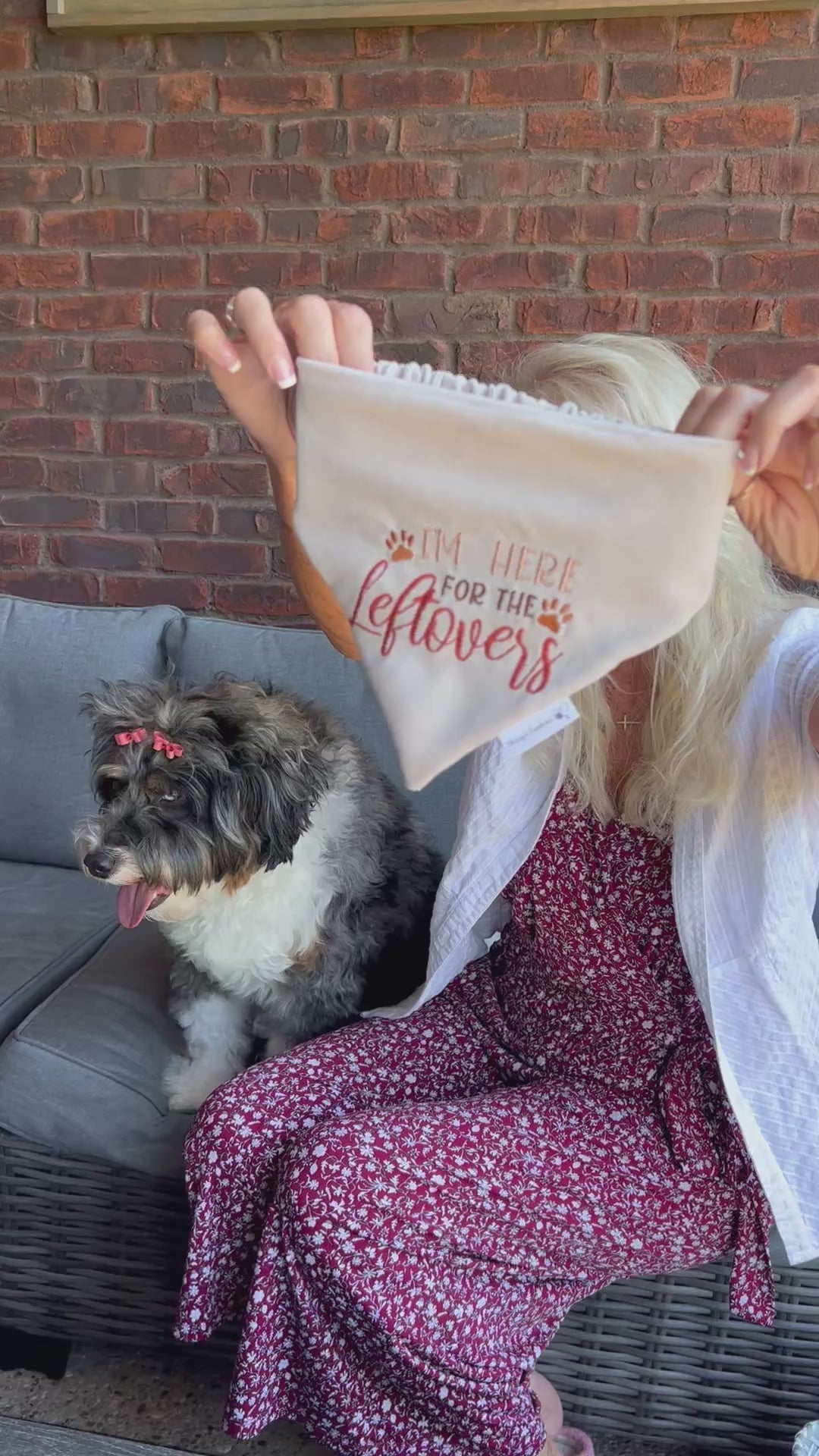 Thanksgiving I'm here for the Leftovers Dog Bandana: Scrunchie, Corduroy, Embroidery,