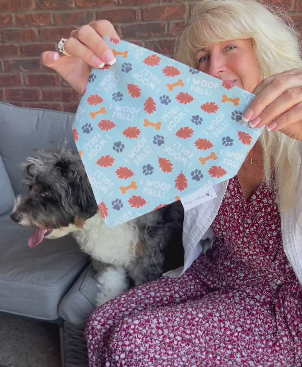 I Woof Fall Dog Bandana: Scrunchie, Autumn, Leaves, Paws