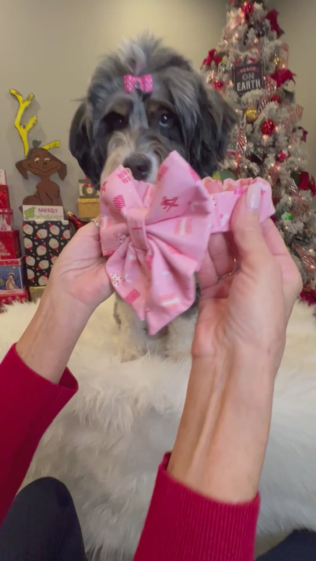 Christmas Pink Gifts Dog Sailor Bow: Scrunchie, Presents Holiday