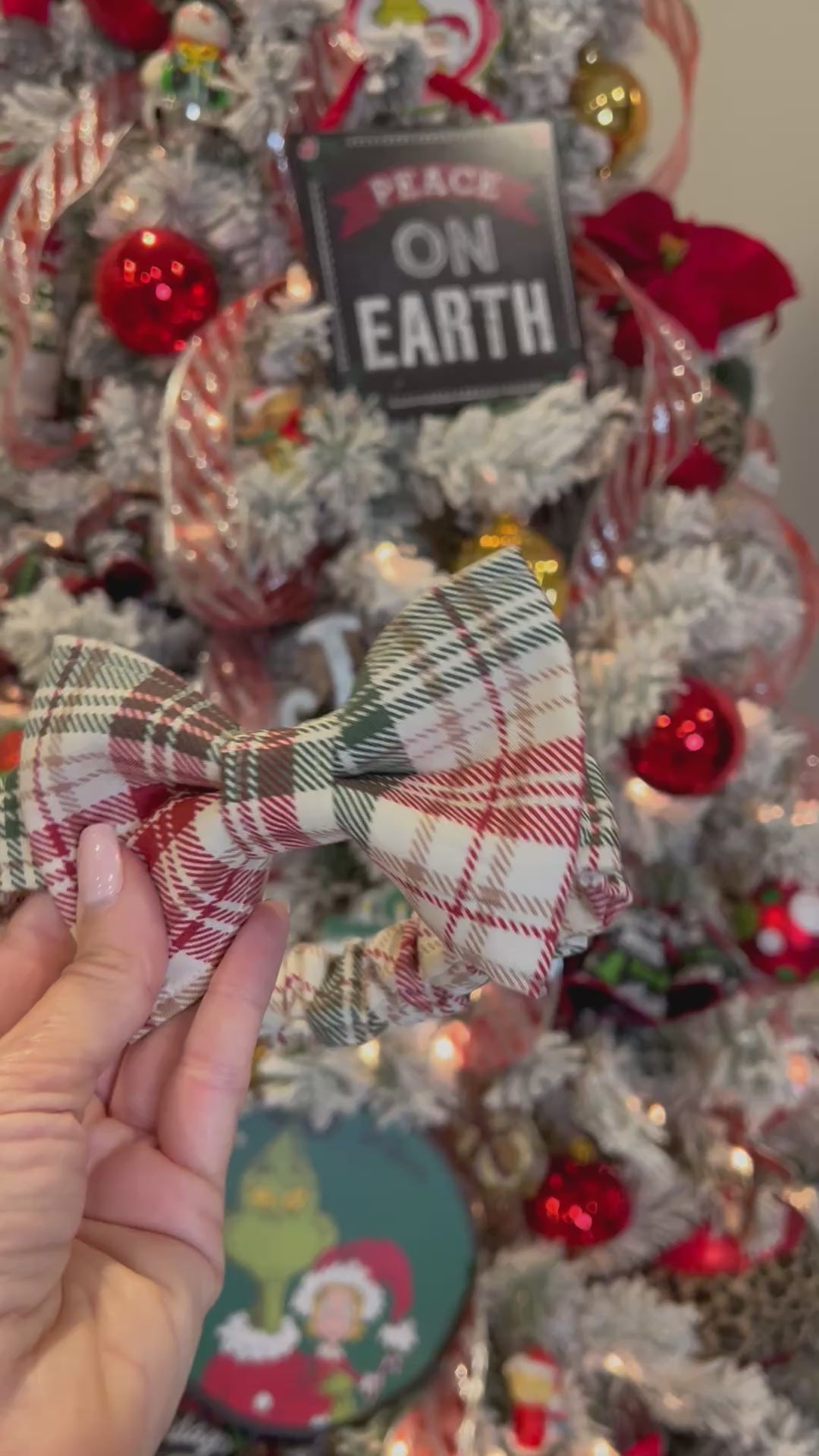 Christmas Vintage Plaid Dog Bandana or Bow Tie; Scrunchie, Red, Green