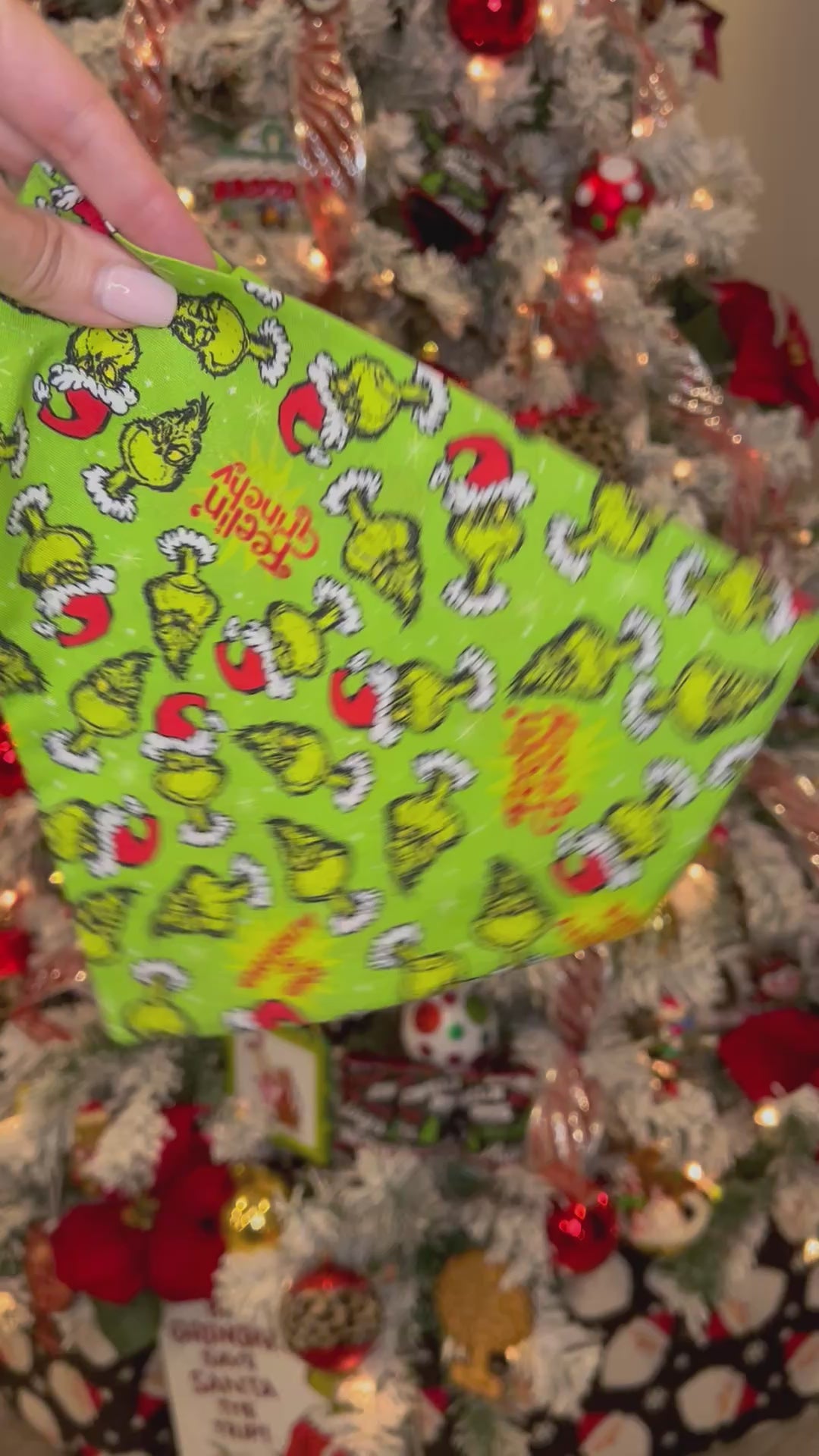 Christmas The Grinch Dog Bandana: Scrunchie,  Feelin' Grinchy, Green, Holiday