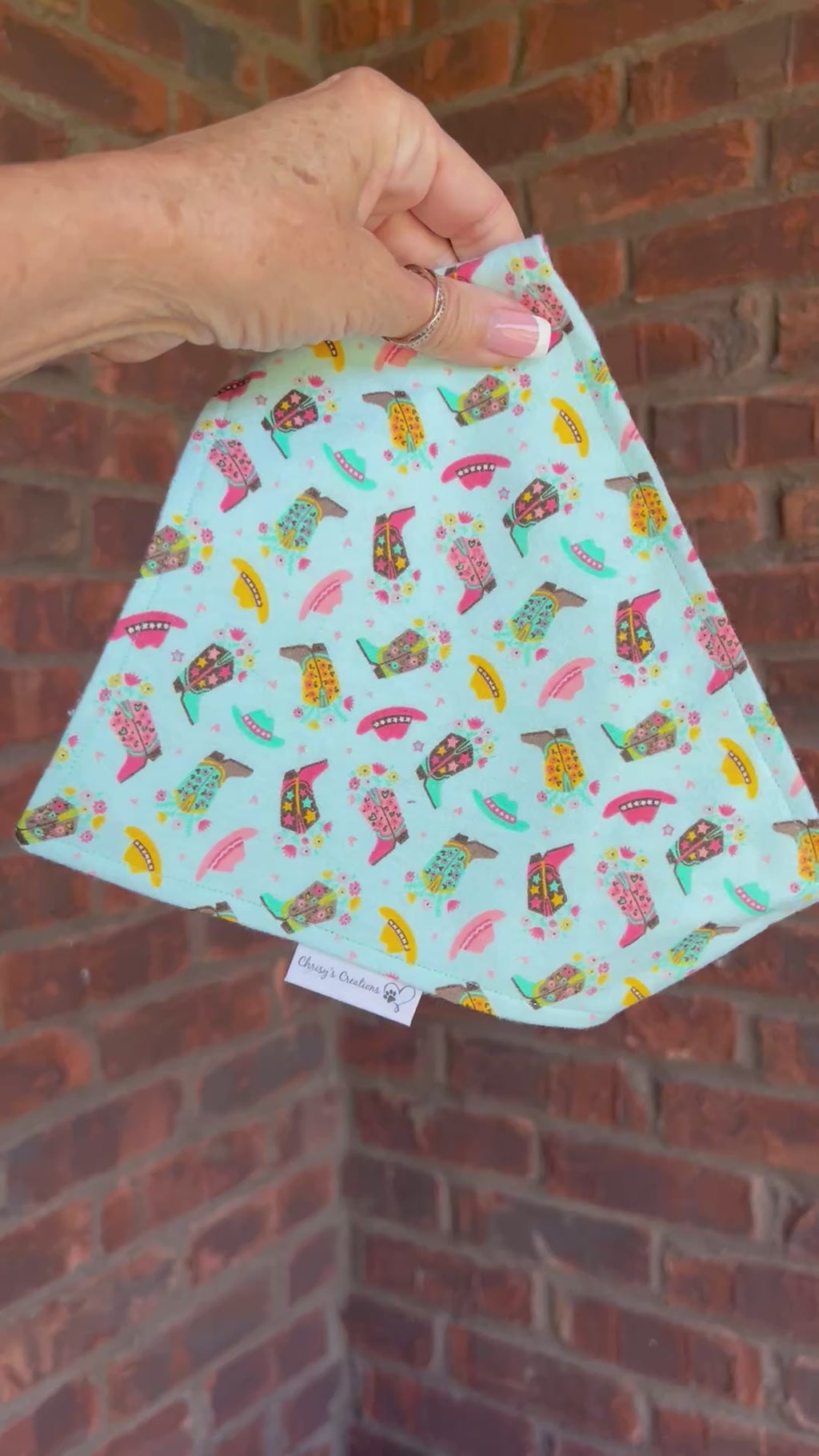 Cowgirl Boots Dog Bandana: Scrunchie, Turquoise, Pink, Wildflowers, Flannel