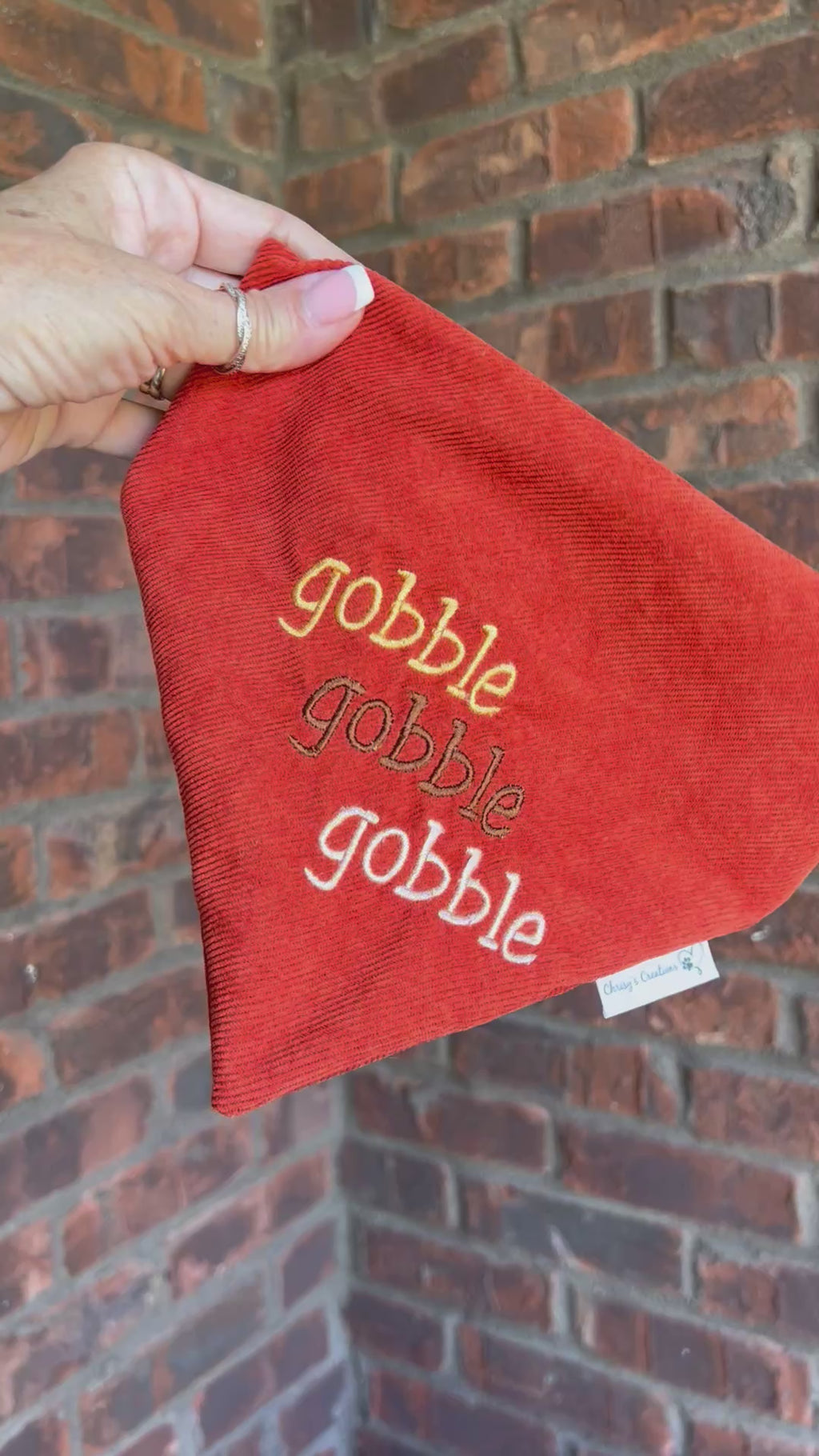 gobble gobble Dog Bandana: Scrunchie, Corduroy, Embroidery, Autumn, Thanksgiving