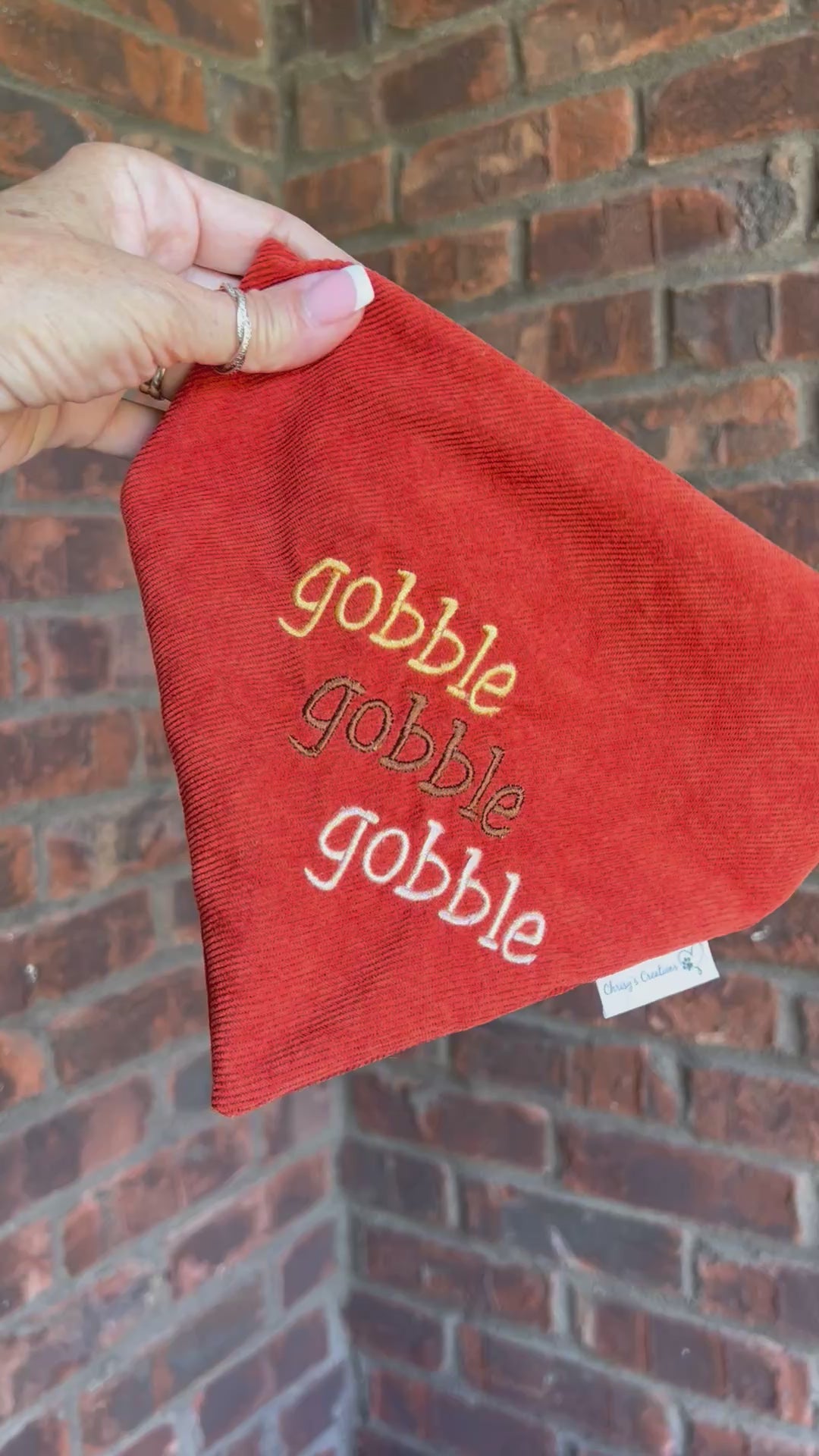 gobble gobble Dog Bandana: Scrunchie, Corduroy, Embroidery, Autumn, Thanksgiving