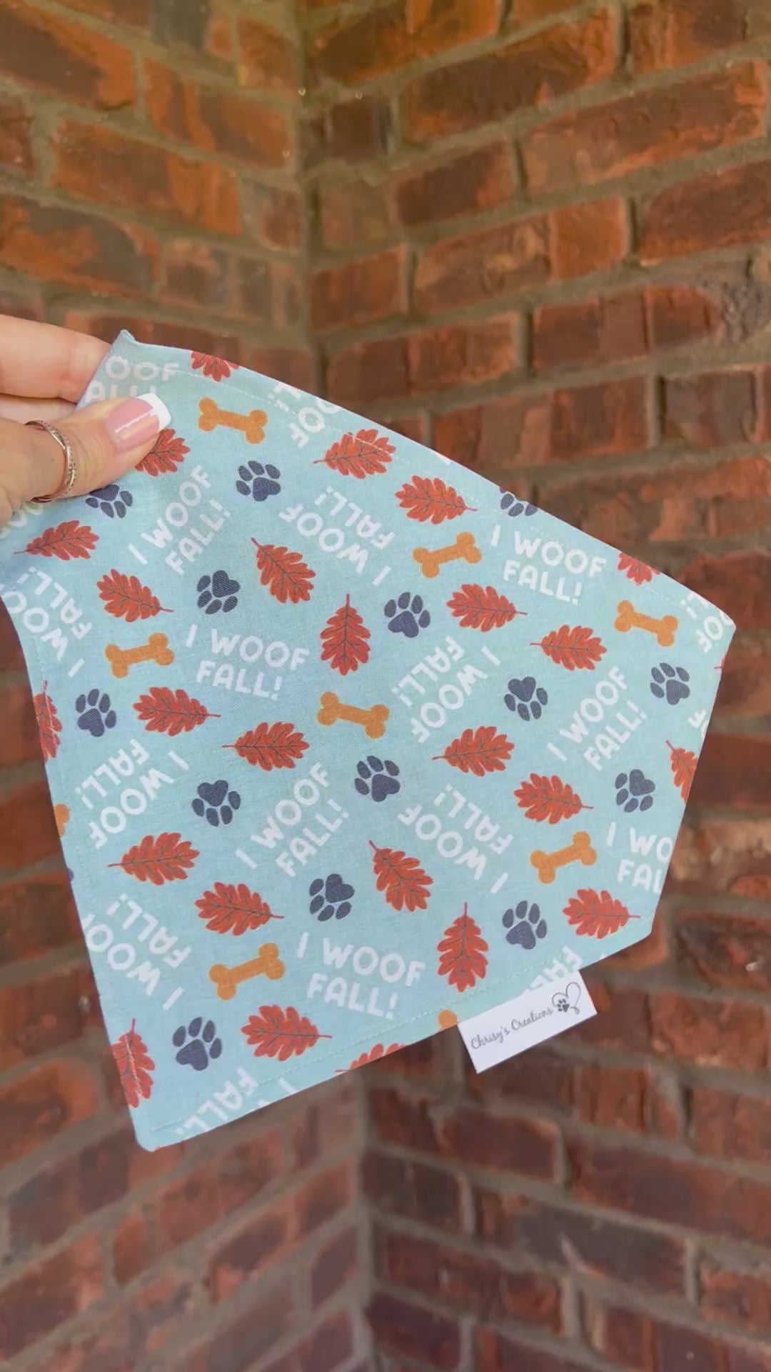 I Woof Fall Dog Bandana: Scrunchie, Autumn, Leaves, Paws