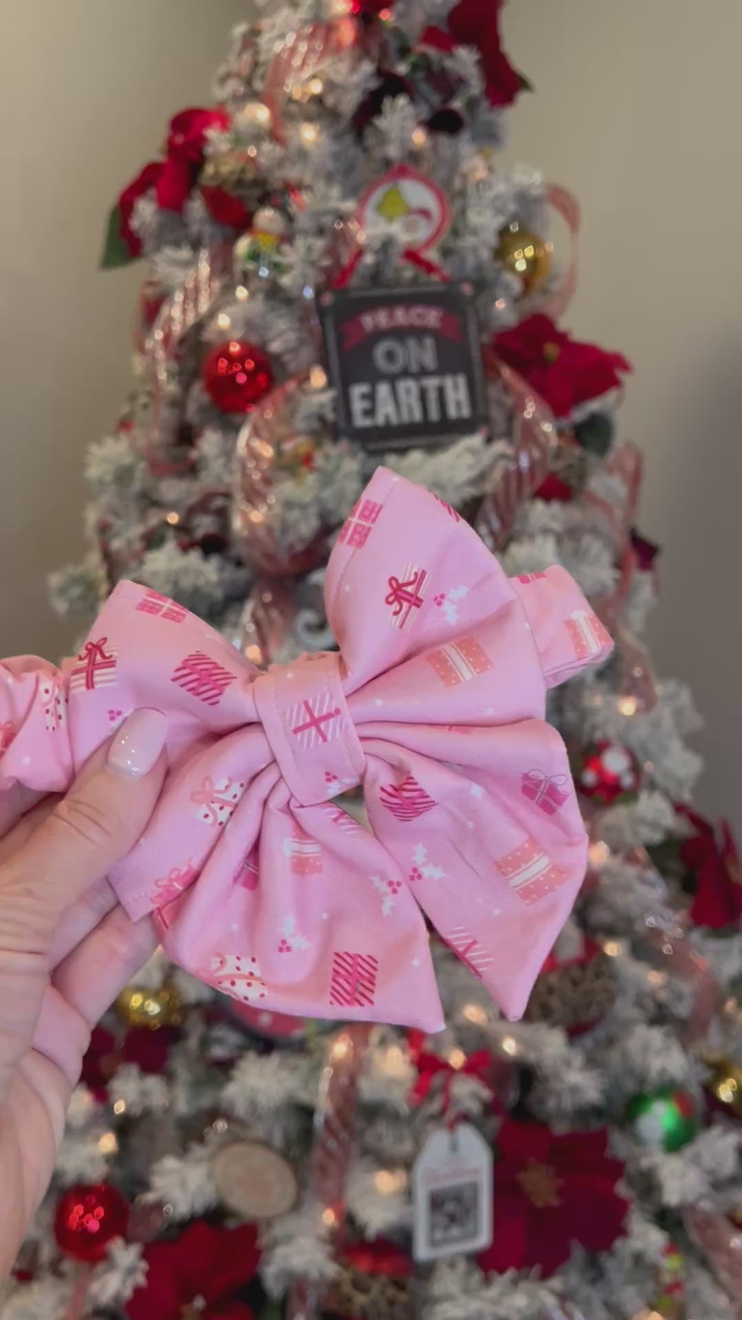 Christmas Pink Gifts Dog Sailor Bow: Scrunchie, Presents Holiday
