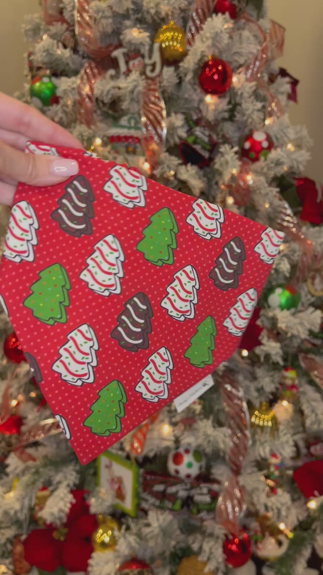 Christmas Tree Cakes Dog Bandana: Scrunchie Red