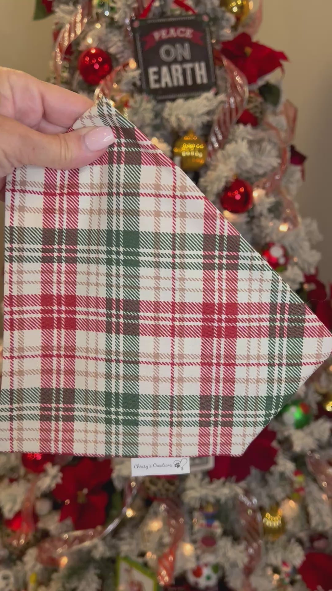 Christmas Vintage Plaid Dog Bandana or Bow Tie; Scrunchie, Red, Green